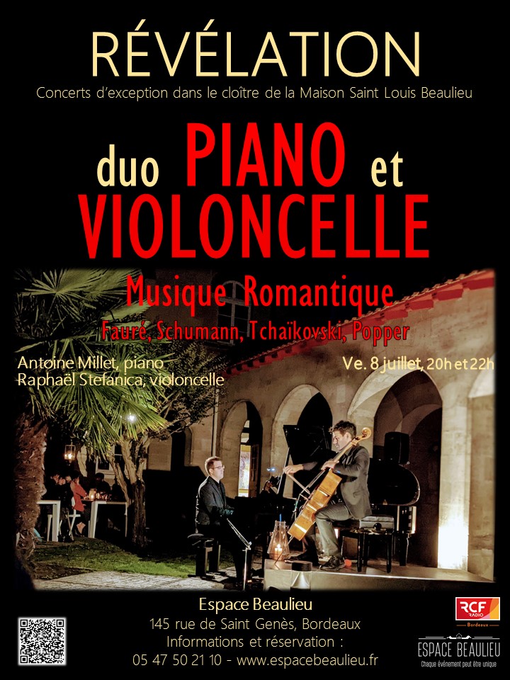 Concert Révélation, duo piano et violoncelle Musique romantique