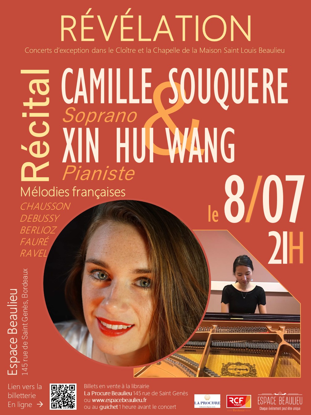 Concert RÉVÉLATION : récital piano et voix, Camille Souquère (soprano) et Xin Hui Wang (pianiste)